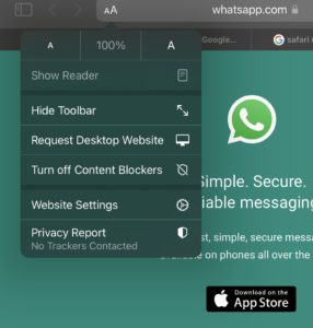 要在Safari 的功能表上按 Request Desktop Site 功能