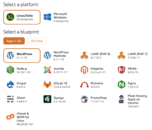 Amazon Lightsail 上能使用Linux 和Windows 伺服器。預設有常用網絡軟件。