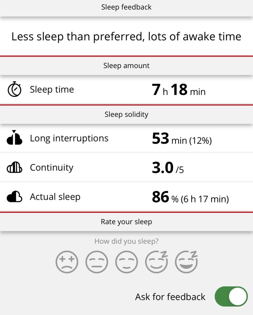 配戴手錶入睡，得出的指標可以判斷你的睡眠質素，是否有足夠休息。
