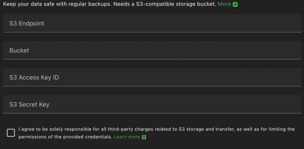 Cloudflare R2 在 PikaPods 控制面板的「備份」選項中輸入上面生成的 API Keys 和 End Point 資料