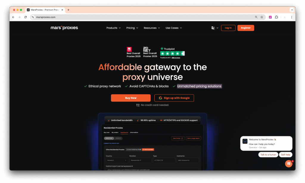 MarsProxies for AI Automated marketing tools
