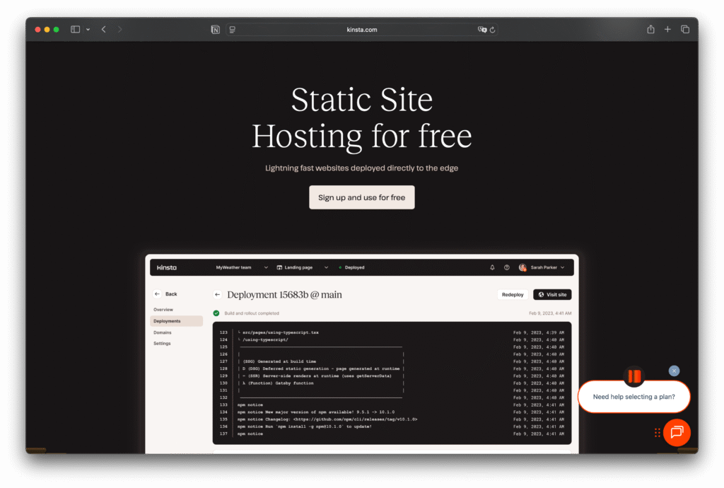 Kinsta Static Site Hosting