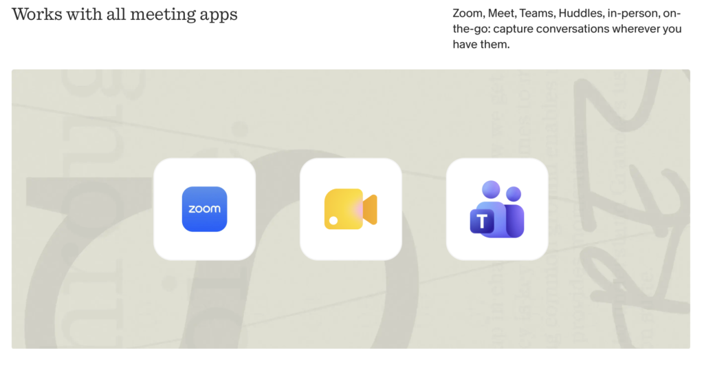 AI 錄音可以用在不同開會平台 App